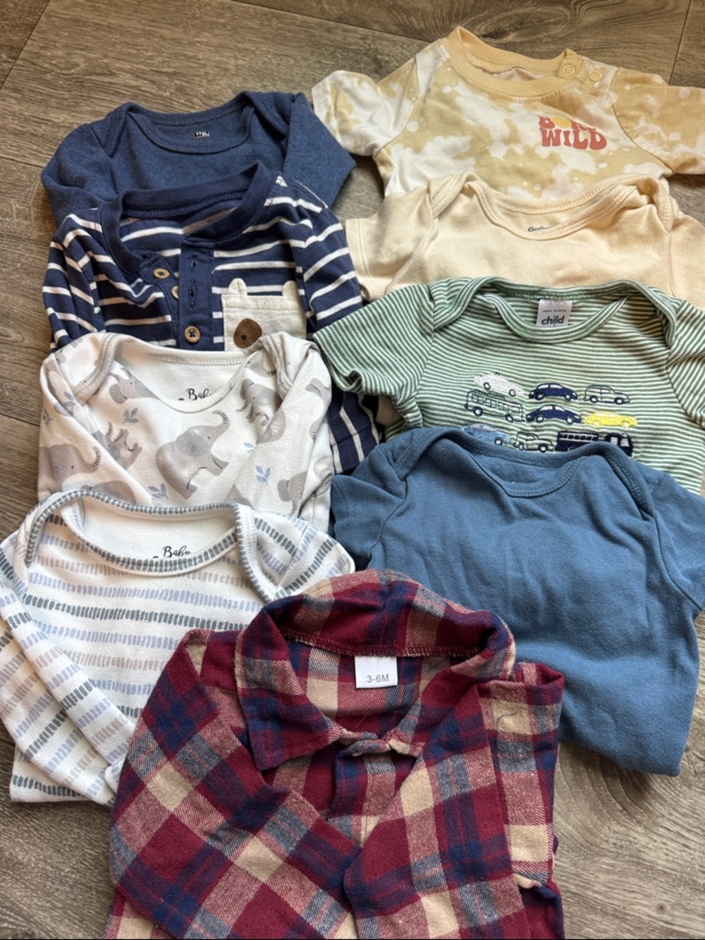 Baby Onesie & Flannel Bundle - Blue, Navy, Cream, Green, Red
